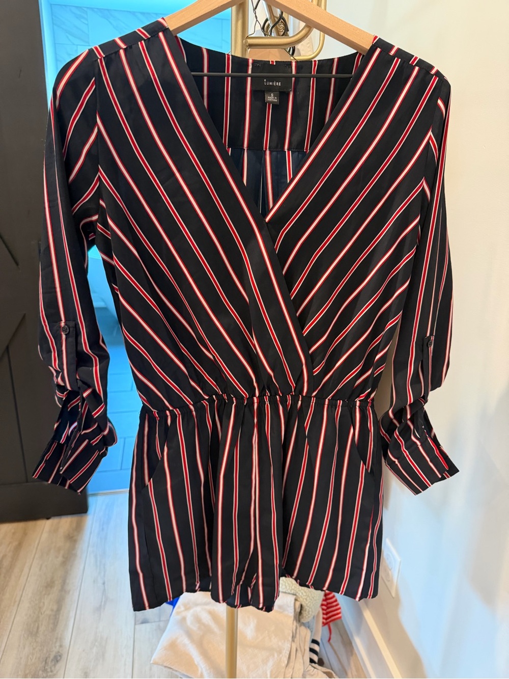 Navy Striped Romper